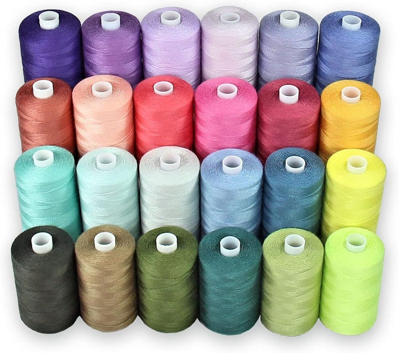 BlesSew Sewing Thread - 24 Spools of Polyester Thread for Sewing Machine for Beginners, Hand Stitching & Quilting - 1000 yds per Spool in Light Colors - Image 1